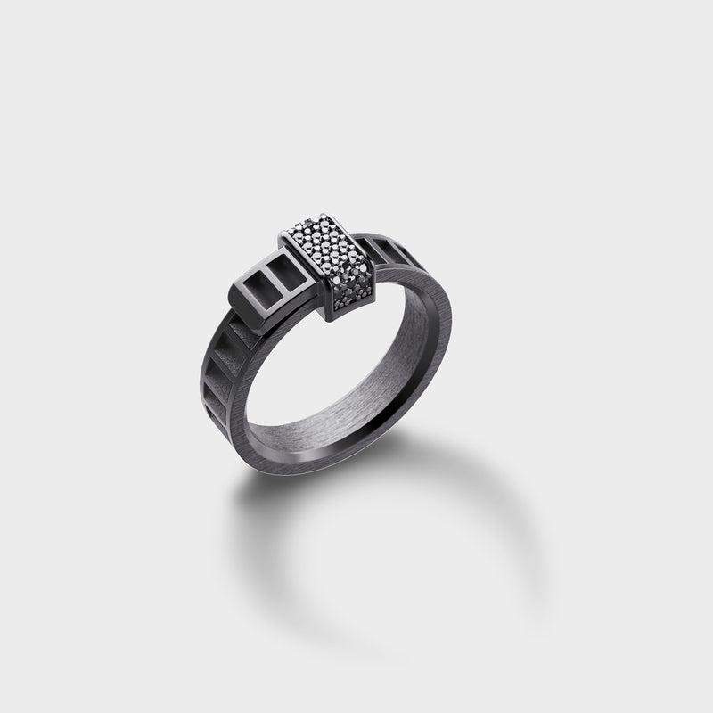 Anillo Bind Me de Plata - Diamantes Negros