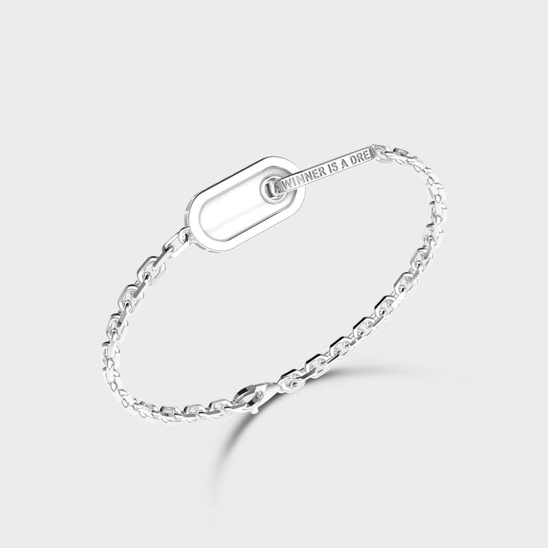 Bracelet Chaine Dreamer Argent Agate Blanche